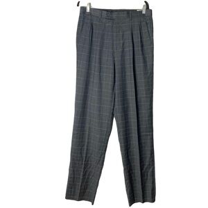 Nwot Emanuel Ungaro Wool Slacks Dress Pant W33 Windowpane Pleated Gentlemen Work